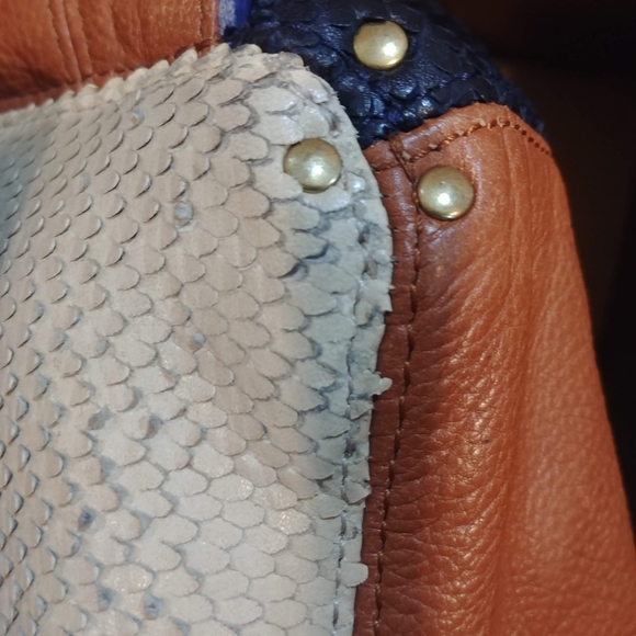 Jerome Dreyfuss "Johan" tricolor genuine python & leather crossbody satchel - Picture 15 of 16